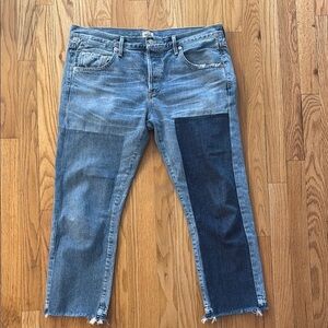 Citizens Of Humanity sz 30 Emerson Straight Crop Two-Tone Blue patch great cond